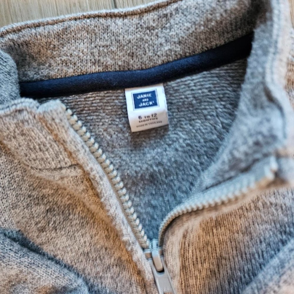 Janie and Jack Quarter Zip Pullover Sweater Gray Boys Size 6-12M - Picture 5 of 5